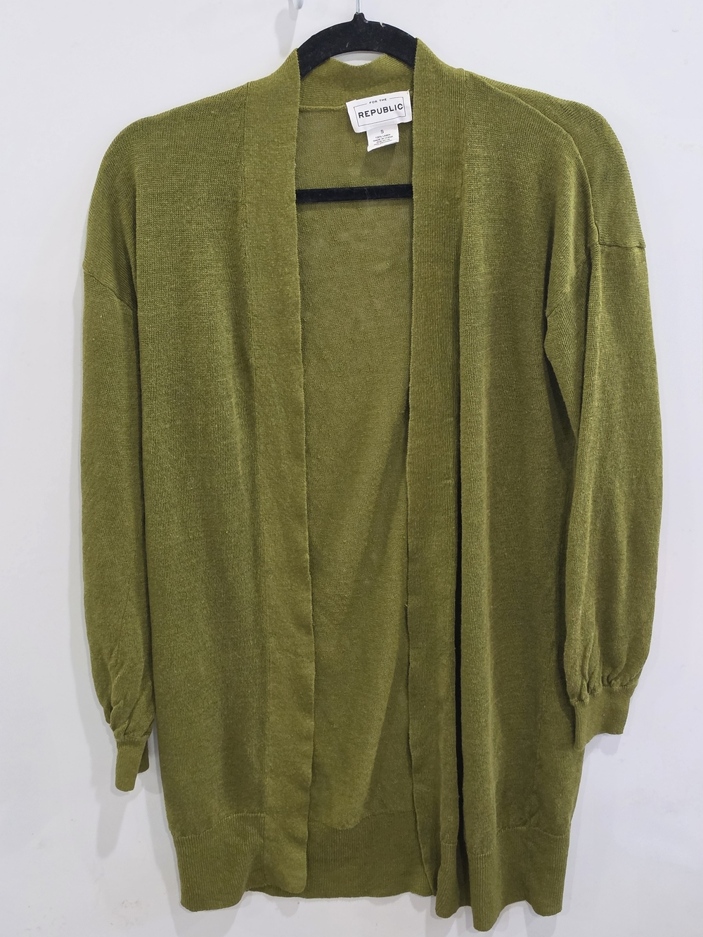 For The Republic Olive Women Excellent Condition Cardigan Sz S LINEN
